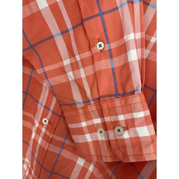 Southern Tide Hybrid Sport Orange Plaid Button Front Shirt Size Medium - Picture 5 of 9